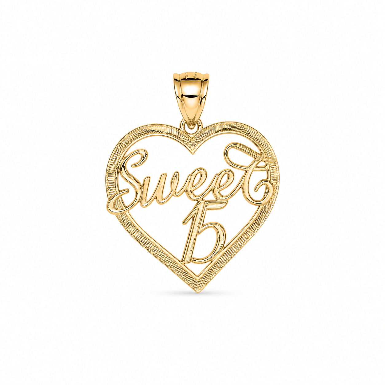 10KT Sweet 15 Heart Shaped Yellow Gold Pendant [A1B2]