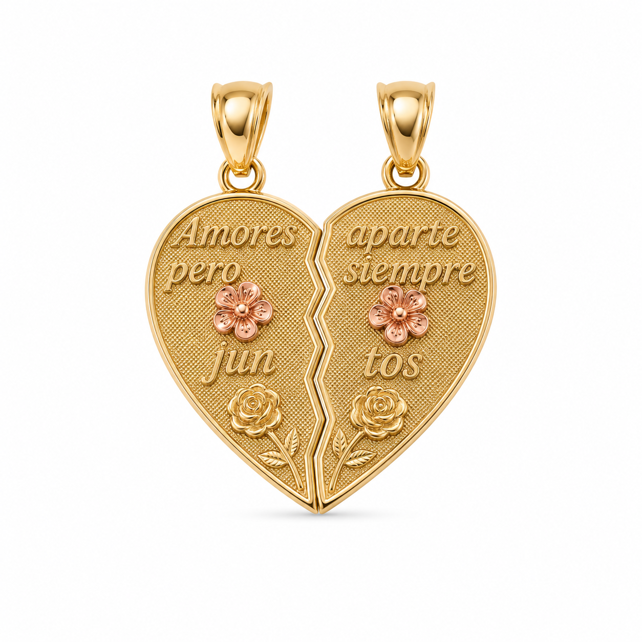 10KT Two Piece Heart Set Yellow Gold Pendant [A1B5]
