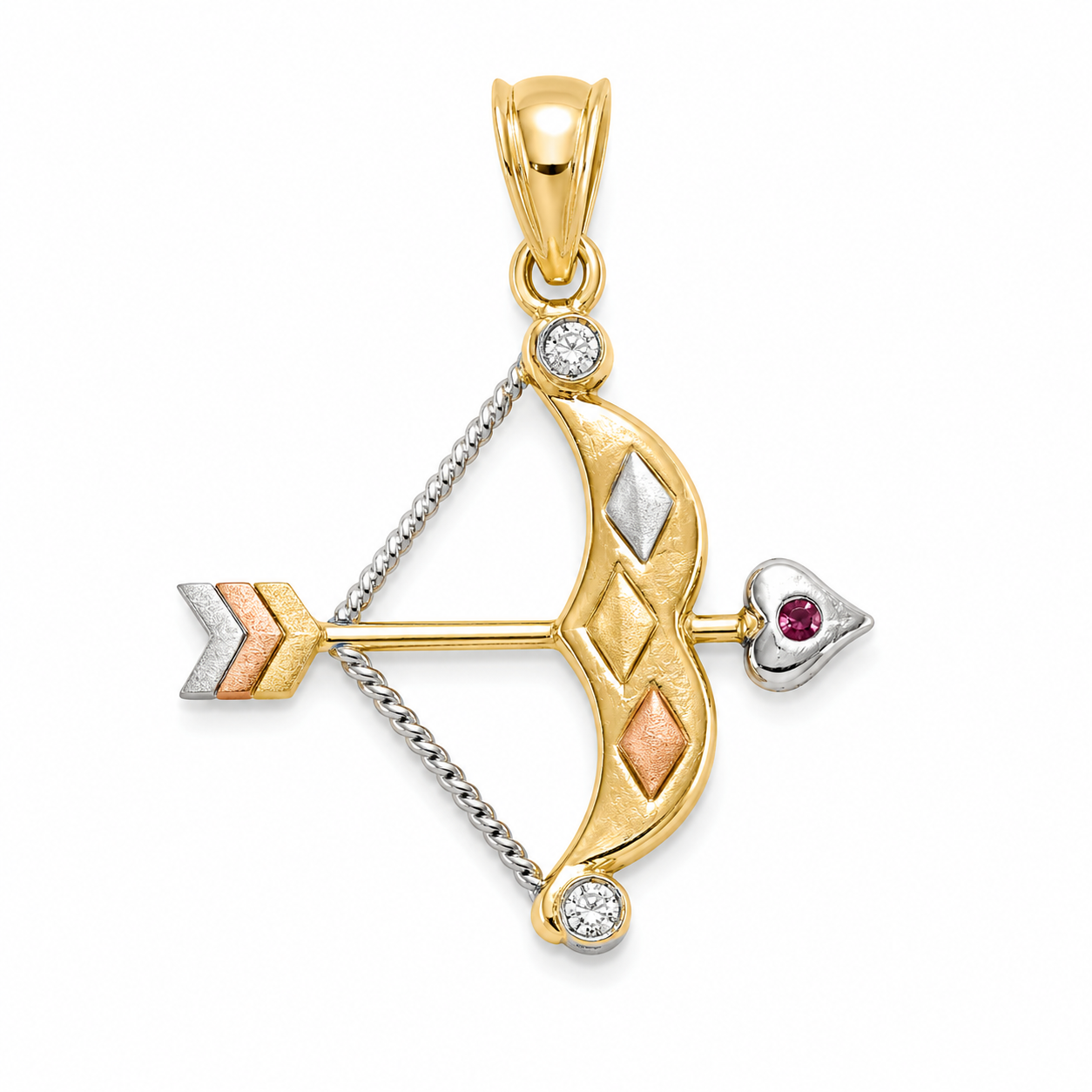 14KT Tri-Color Gold Bow and Arrow Pendant [A3P0]
