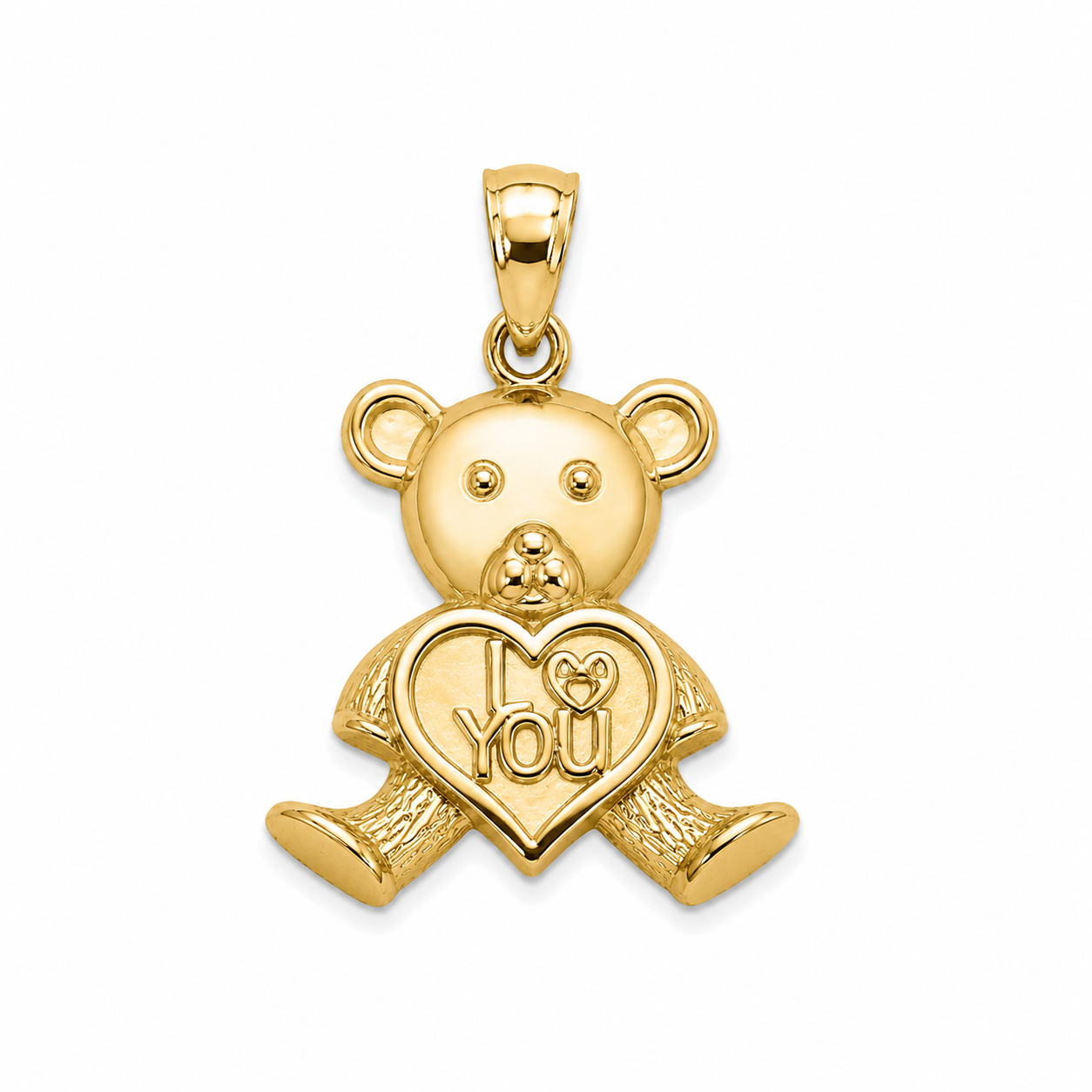 10KT Yellow Gold I Love You Teddy Bear Pendant [A2P3]