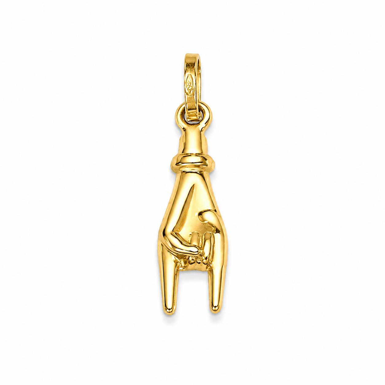 18KT Yellow Gold Mano Cornuto Pendant [A1B5]