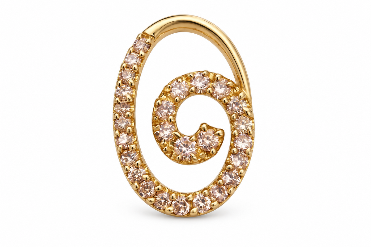 10KT Yellow Gold Cubic Zirconium Spiral Pendant [A2B0]