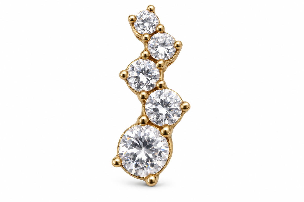 10KT Yellow Gold Cubic Zirconium Cluster Zig Zag Pendant [A2B5]