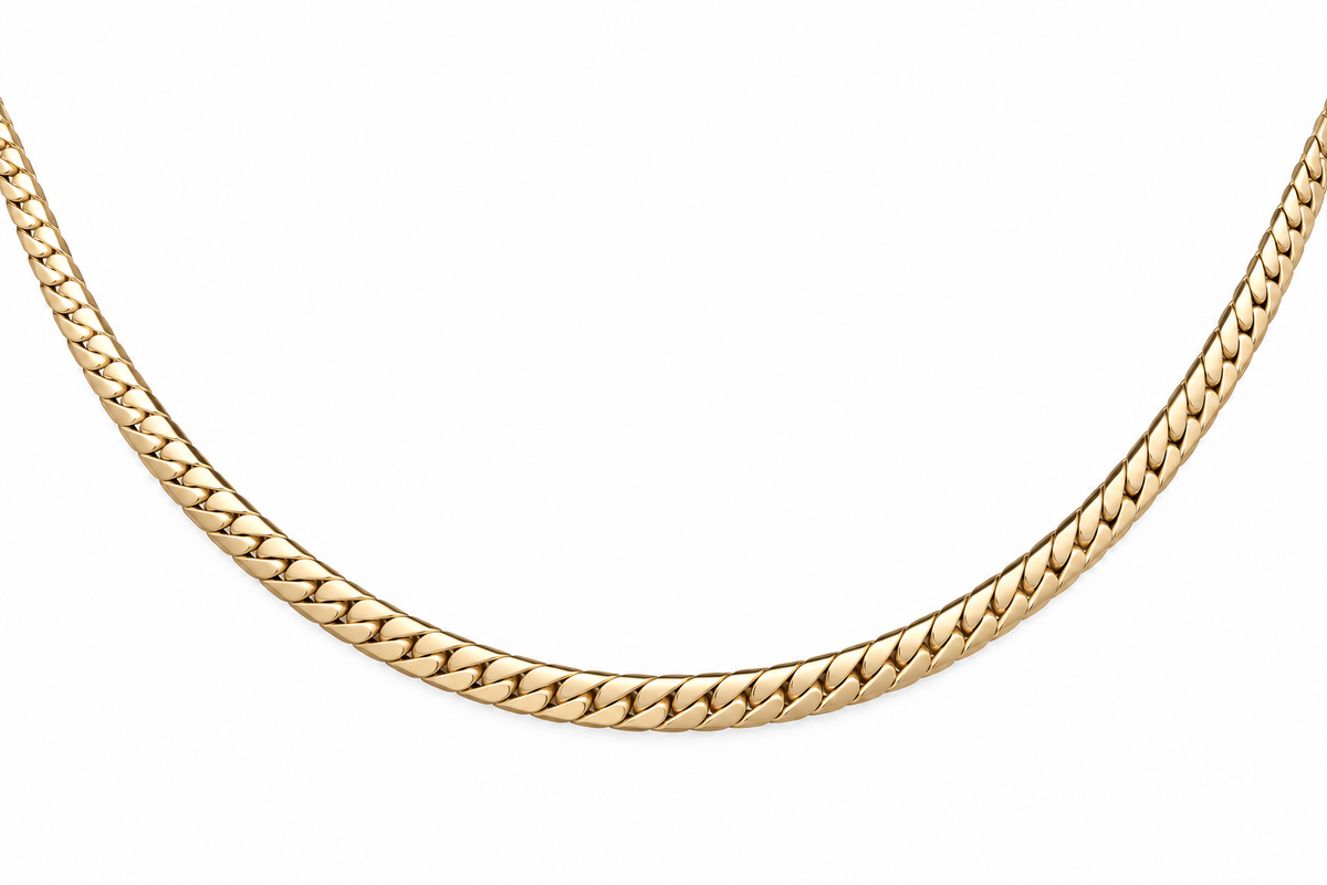 10KT Solid Yellow Gold Flat Snake Link Chain