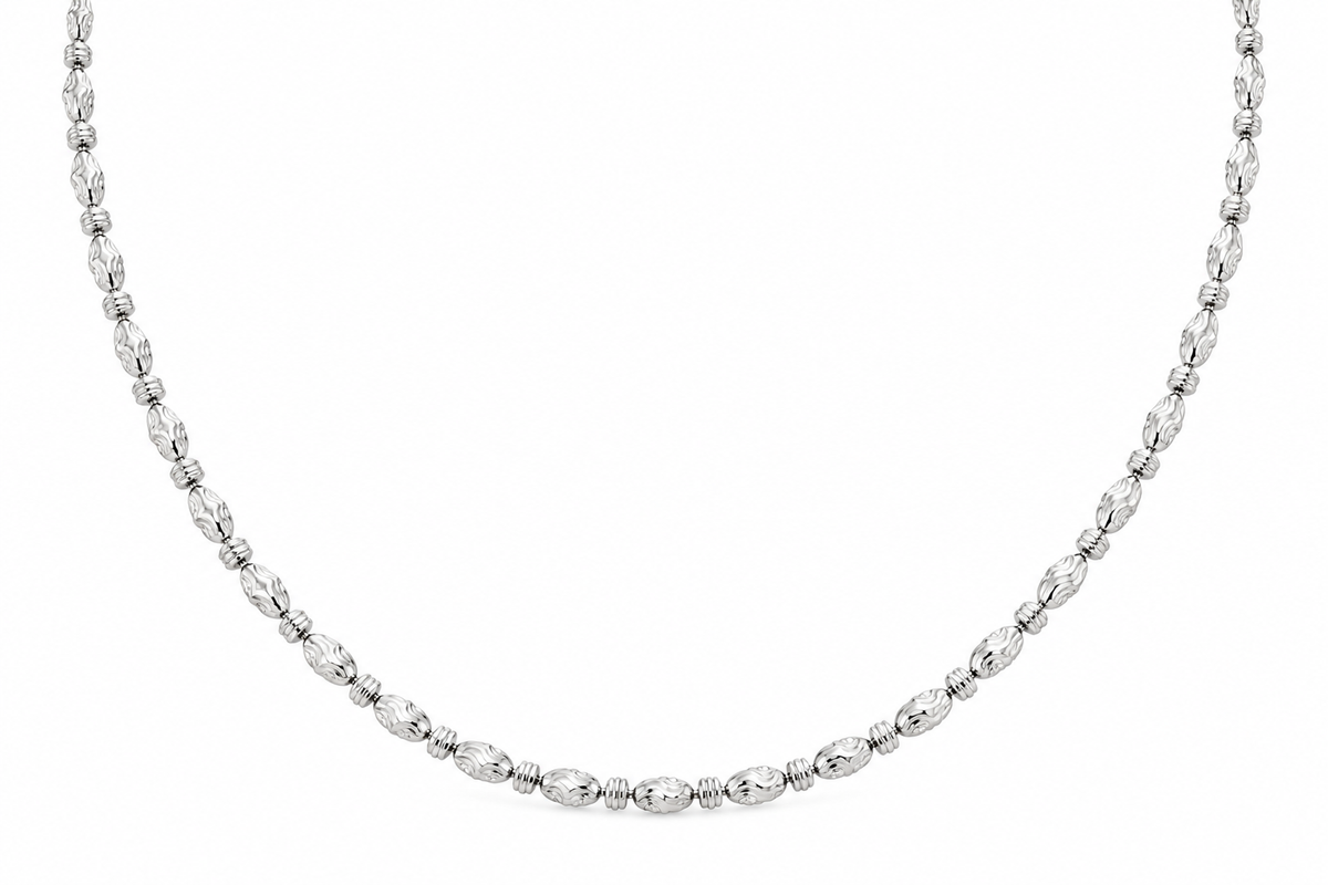 14KT Semi-Hollow White Gold 2.5 MM Sailing Moon Cut Link Chain