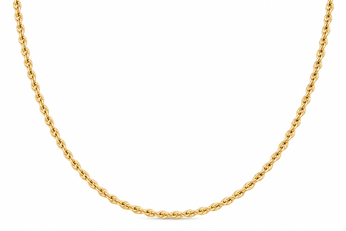 14KT Hollow Yellow Gold 2 MM Rope Chain [SDC]