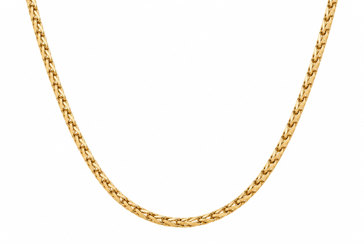 14KT Hollow Yellow Gold 1.5 MM Wheat Chain