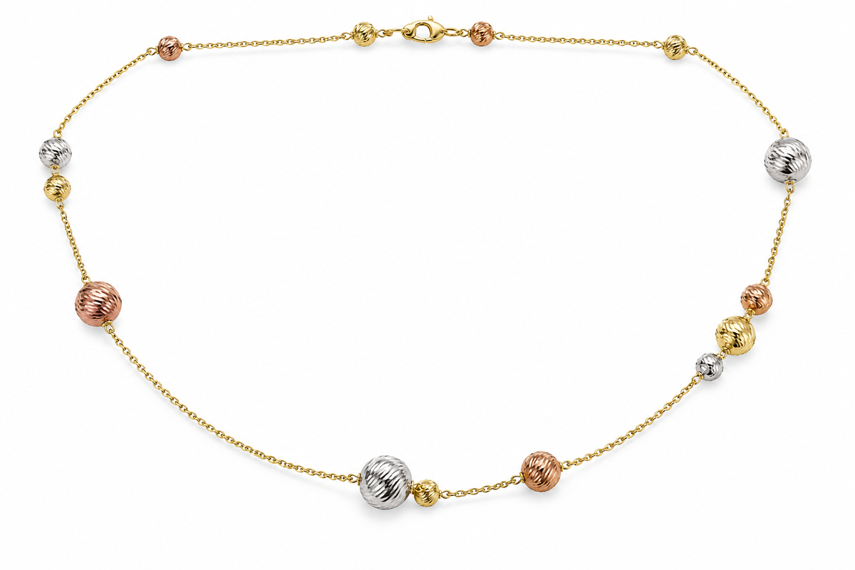 14KT Tri-Tone Gold Bead Necklace