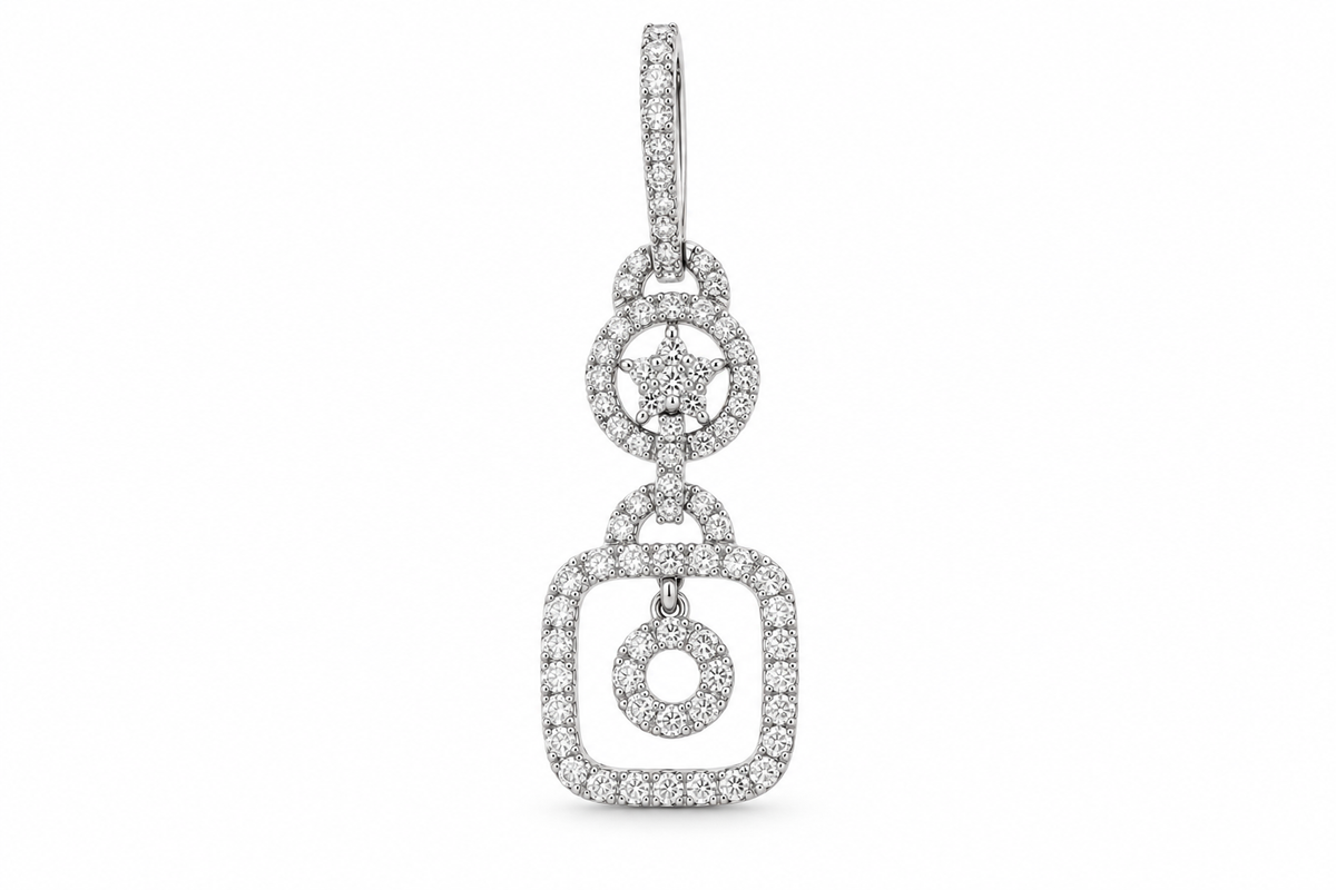 14KT White Gold 0.30 CTW Dancing Dangle Diamond Pendant [K12H]