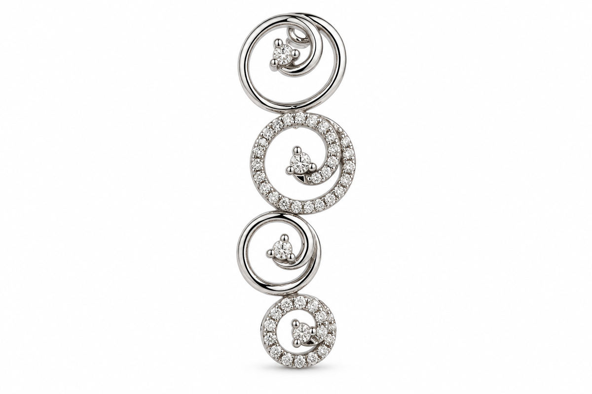 10KT White Gold 0.50 CTW Swirl Diamond Pendant [K15H]