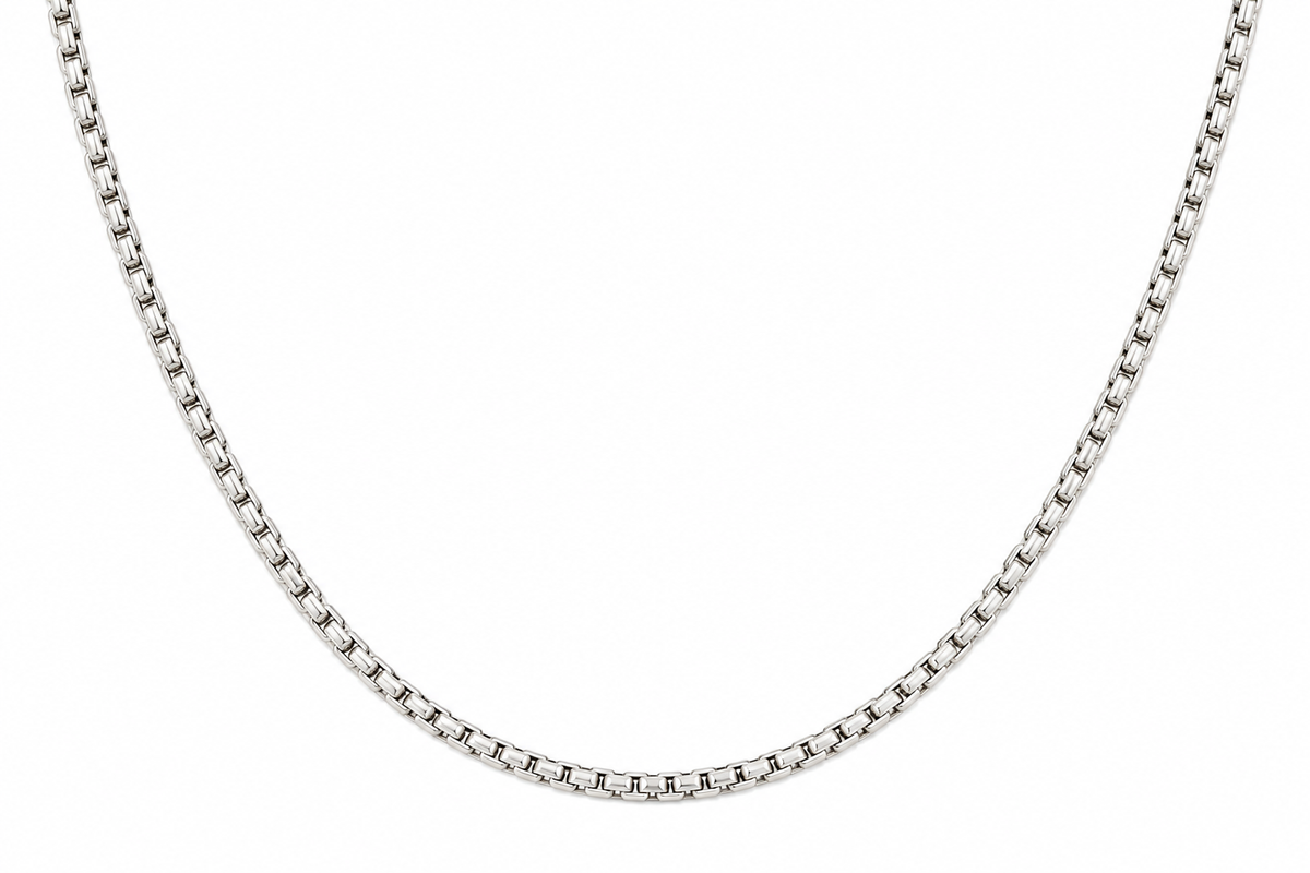 14KT Hollow White Gold 1.5 MM Rolo Box Link Chain