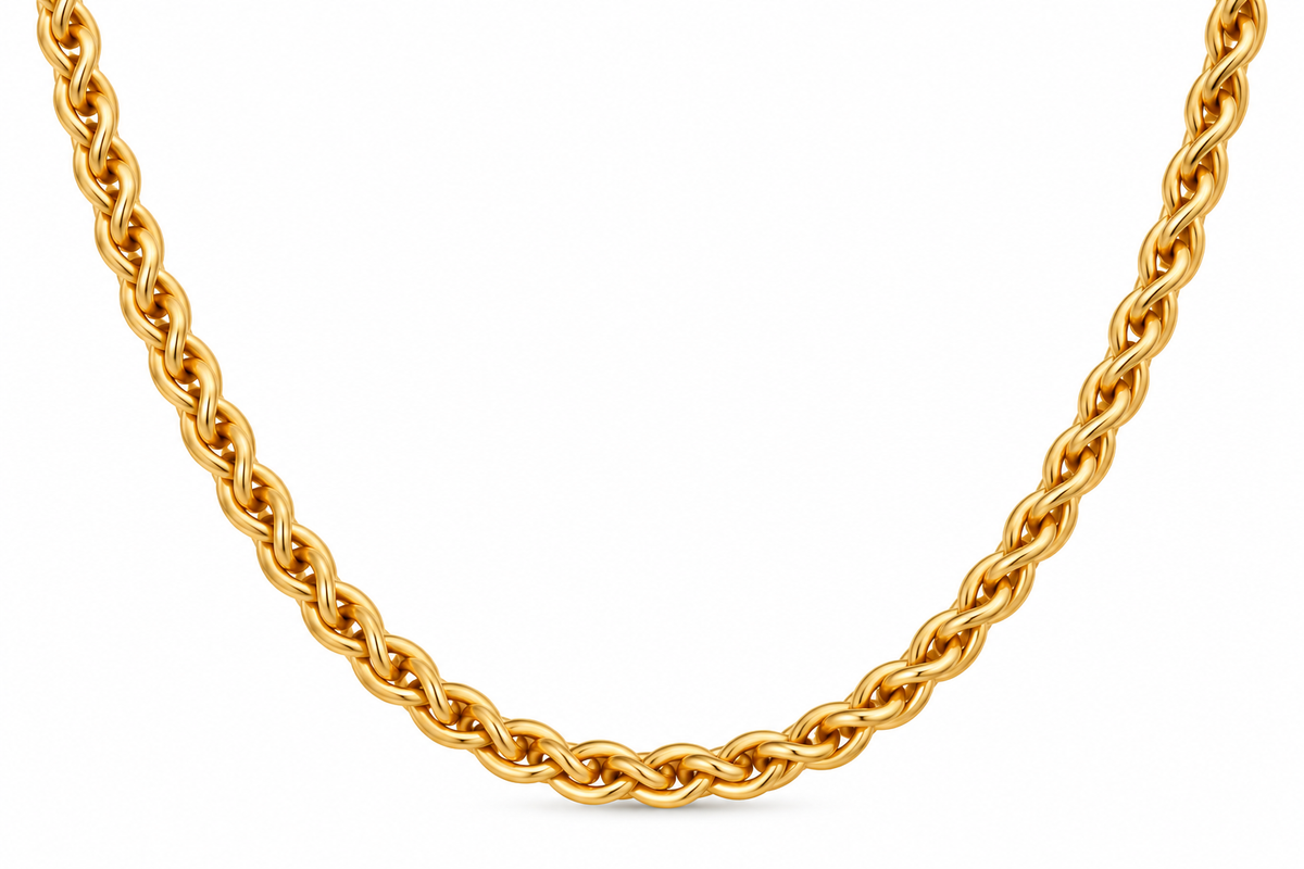 14KT Solid Yellow Gold 4.3 MM Wheat Link Chain