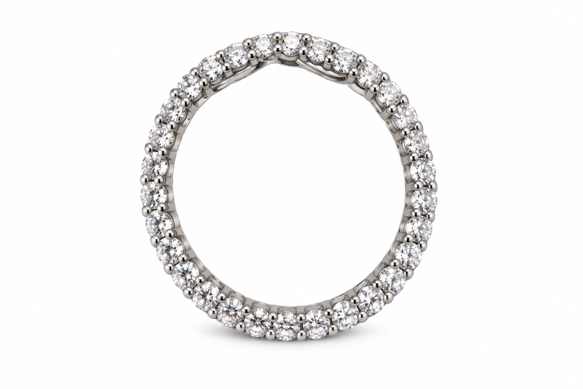 14KT White Gold Cubic Zirconium Circle Pendant [A0B9]