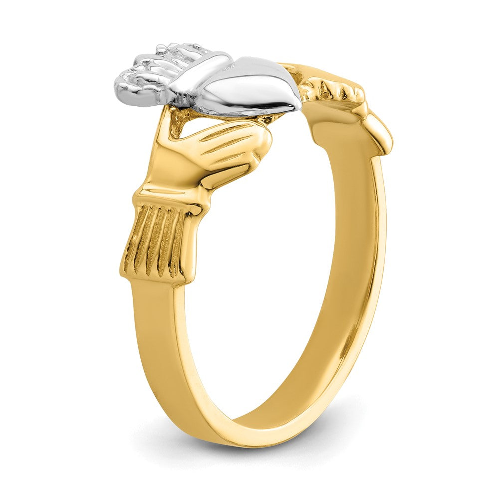 14k Two-tone Polished Claddagh Ring