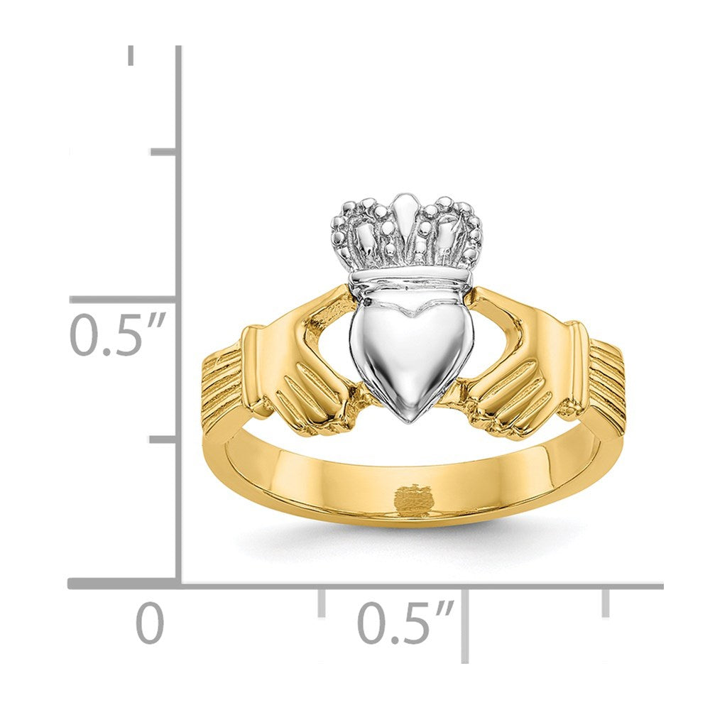 14k Two-tone Polished Claddagh Ring