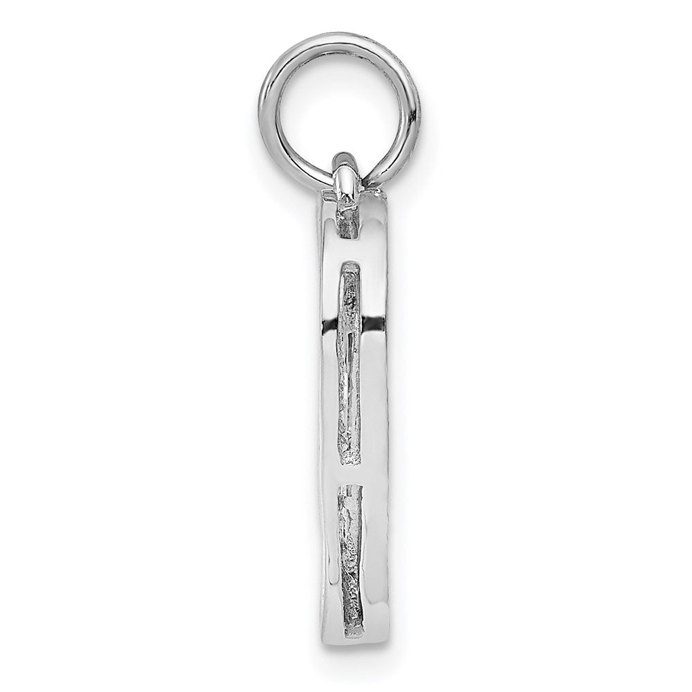 14k White Gold Solid Diamond-cut Fancy Filigree Heart Charm