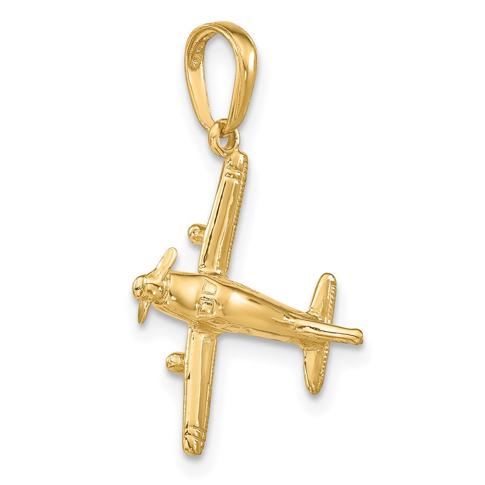 14k 3-D Low-Wing Airplane Pendant
