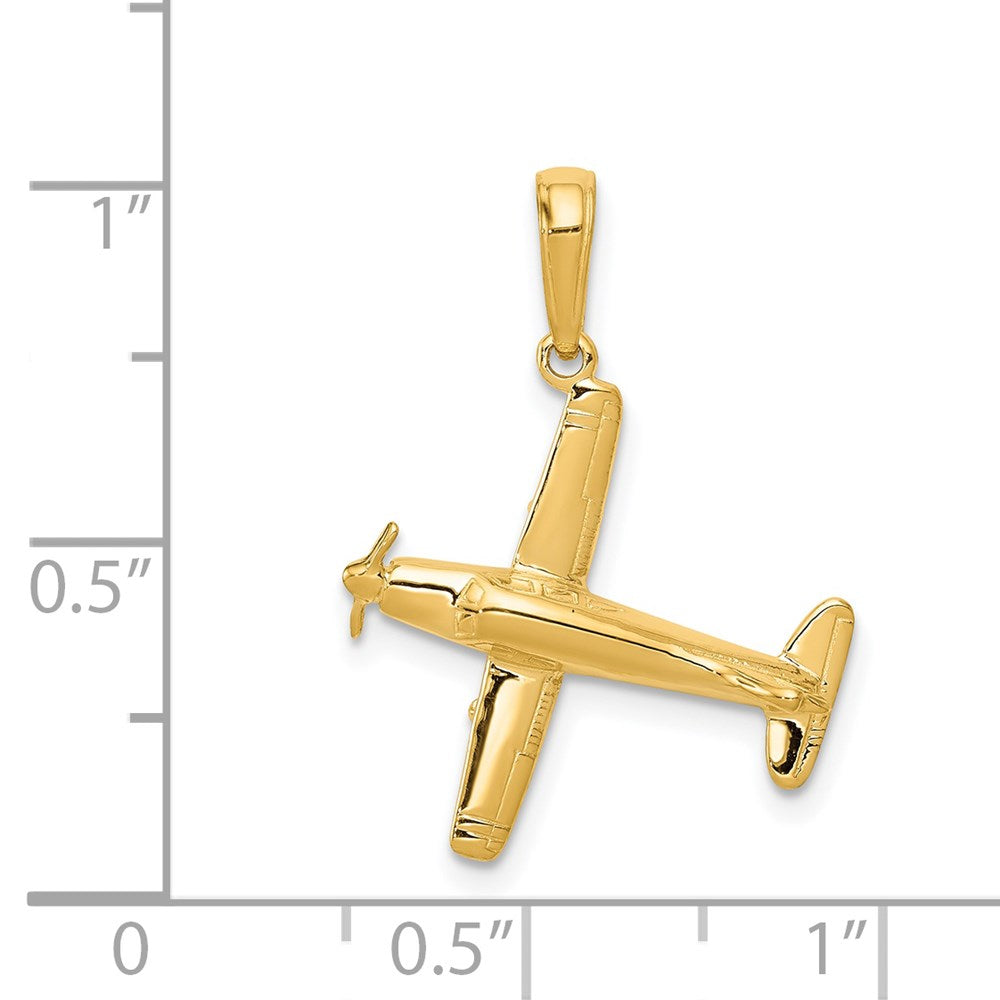 14k 3-D Low-Wing Airplane Pendant