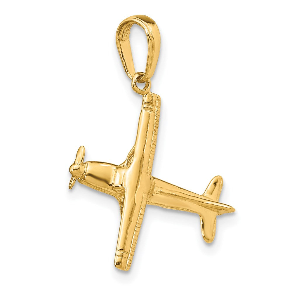 14k 3-D High-Wing Airplane Pendant