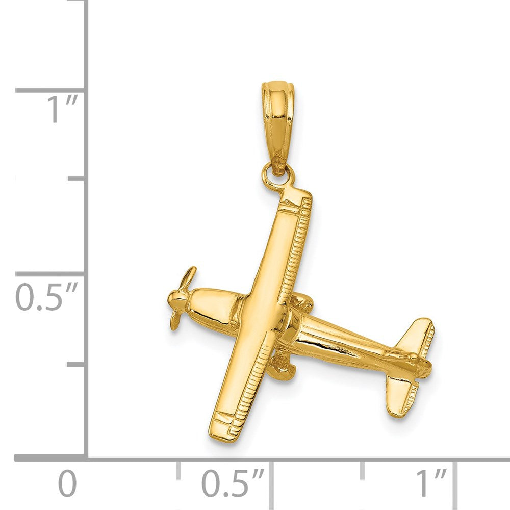 14k 3-D High-Wing Airplane Pendant