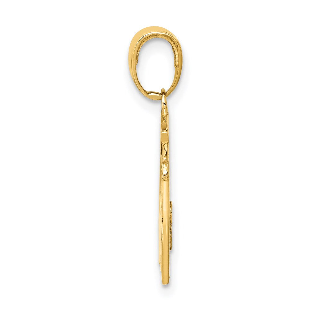 14k Polished Flat-Backed TEACHER Pendant