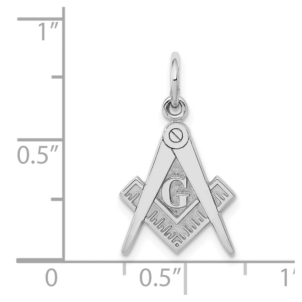 14k White Gold Polished & Textured Masonic Symbol Charm