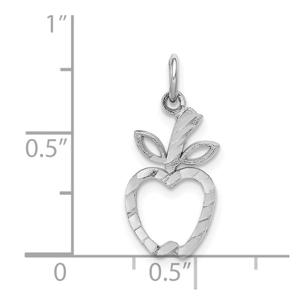 14k White Gold Diamond-cut Apple Charm