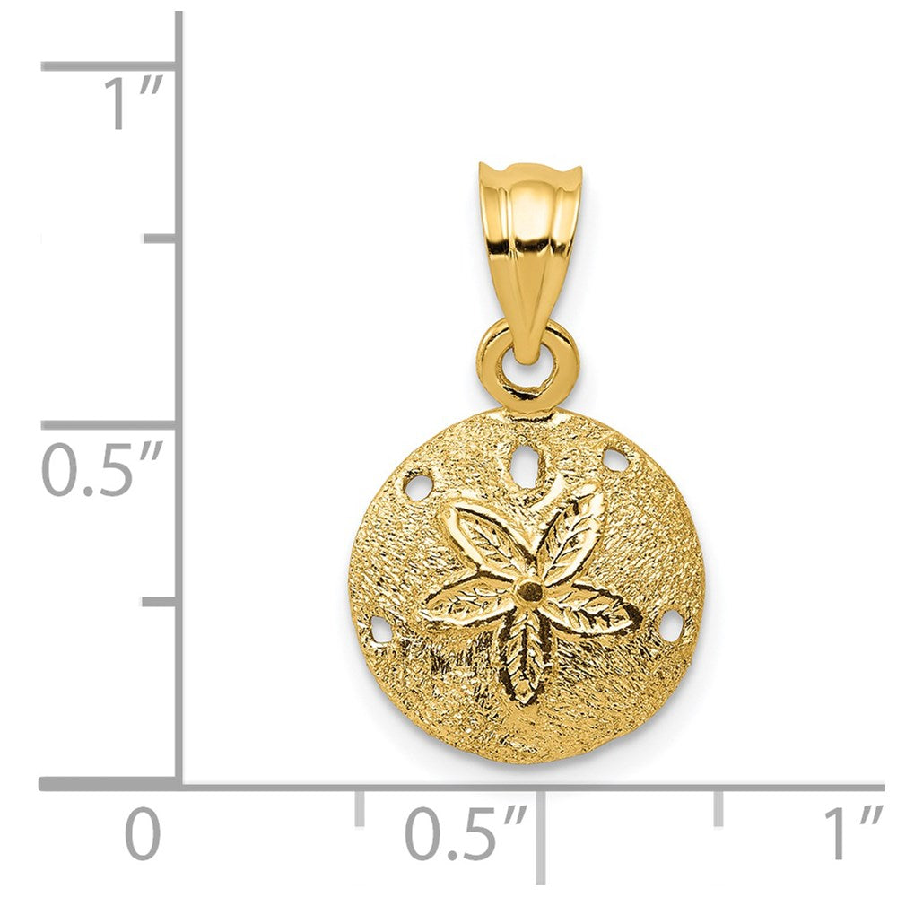 14k Solid Polished Laser-Cut Sand Dollar Pendant