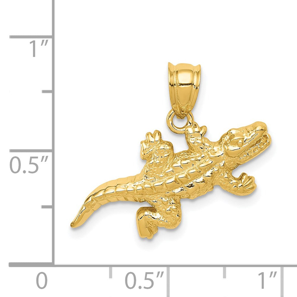 14k Solid Polished Open-Backed Crocodile Pendant