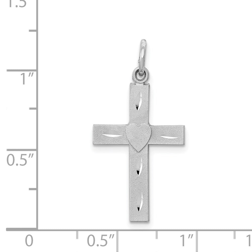 14k White Gold Diamond-cut Latin Cross Charm