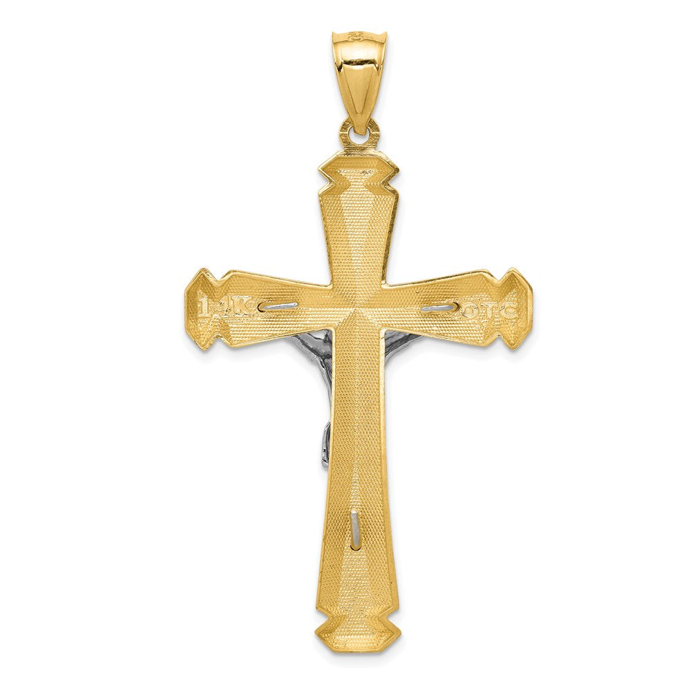 14k Polished Two-tone Crucifix Pendant