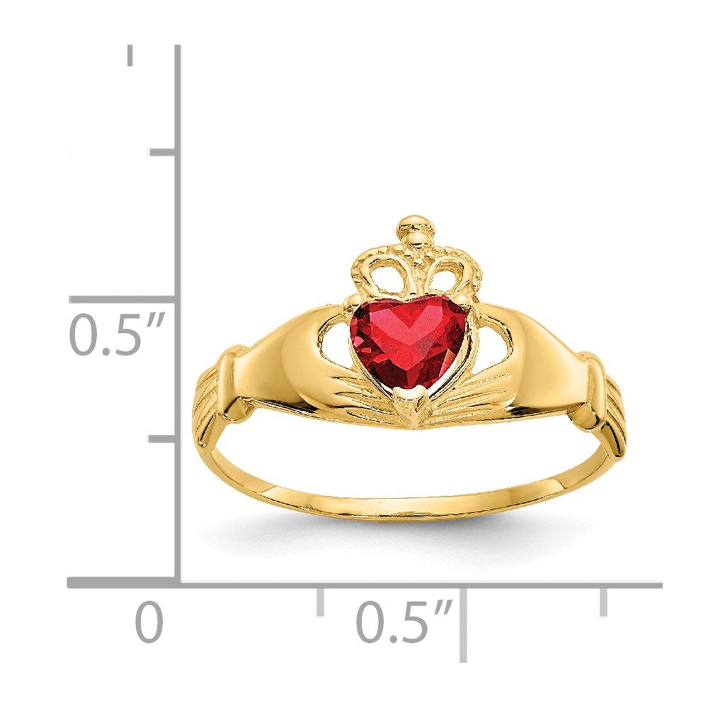 14k CZ January Birthstone Claddagh Heart Ring