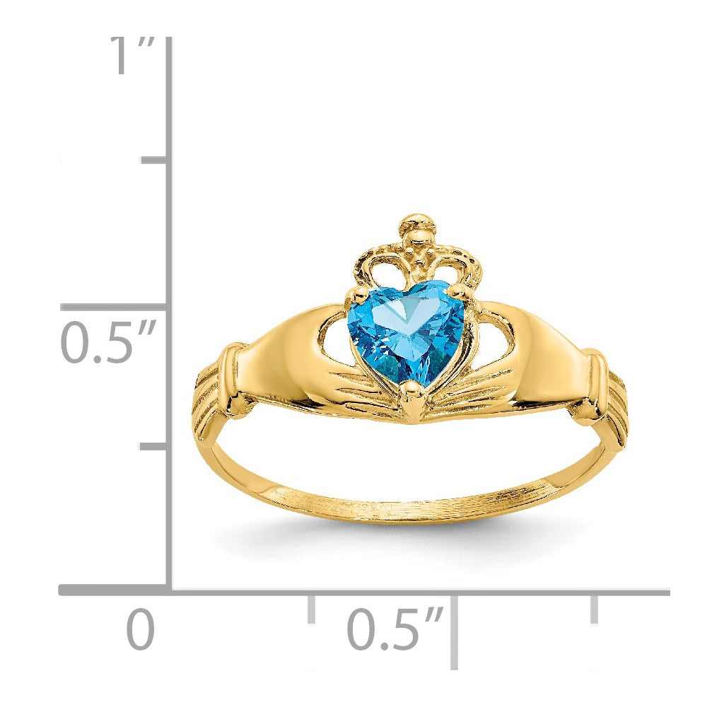 14k CZ December Birthstone Claddagh Heart Ring