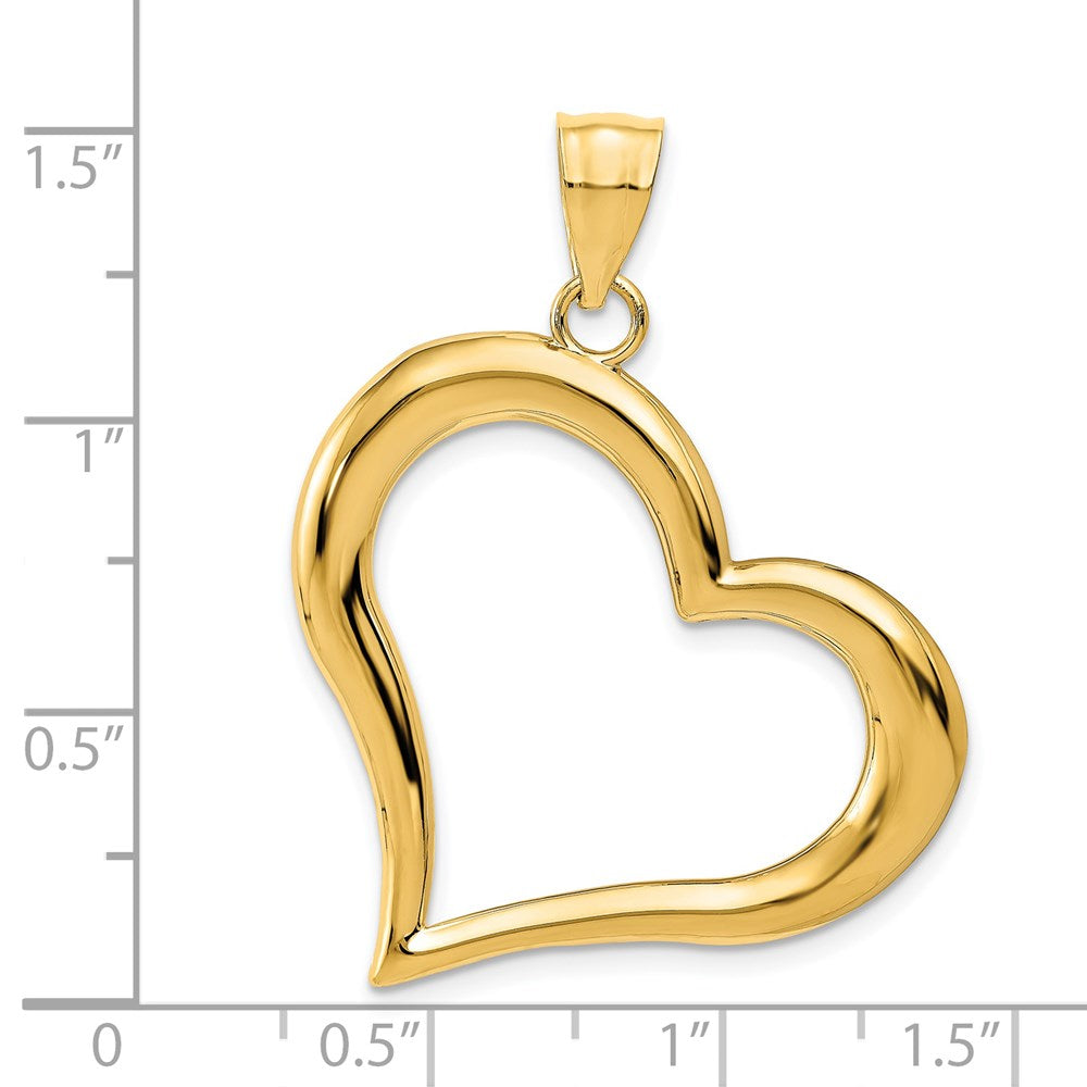 14K Polished Dangling Heart Pendant