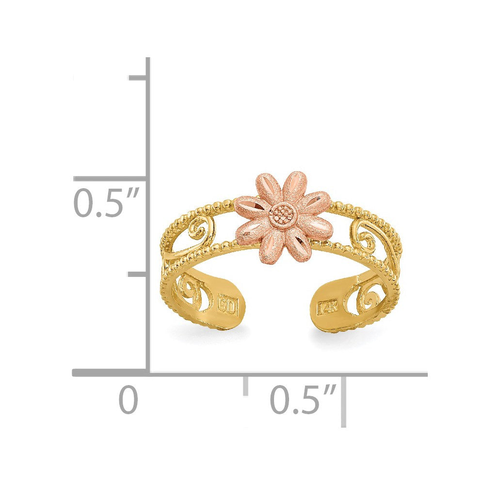 14k Two-tone Flower Toe Ring