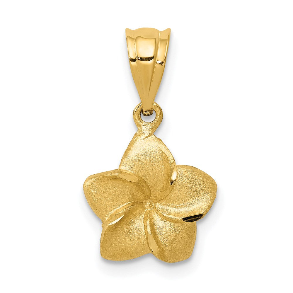 14k Plumeria Floral Charm Pendant