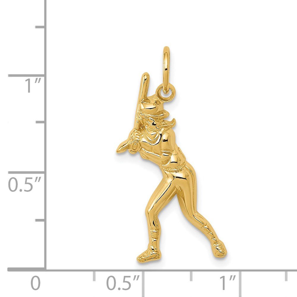 14k Female Baseball Batter Charm