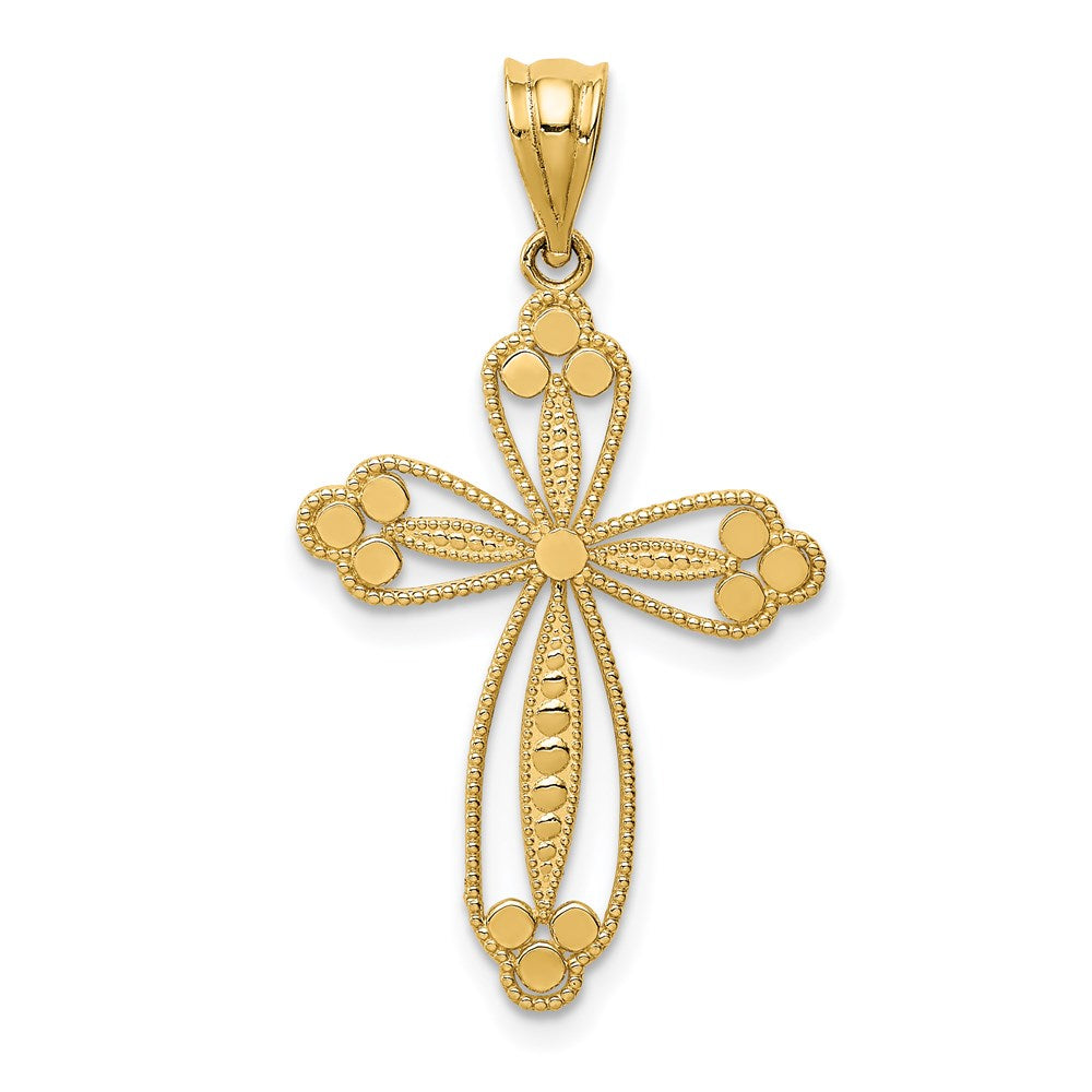 14K Budded Cross Pendant