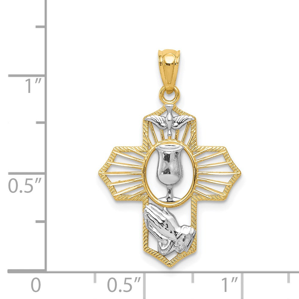14k w/Rhodium Cross Pendant