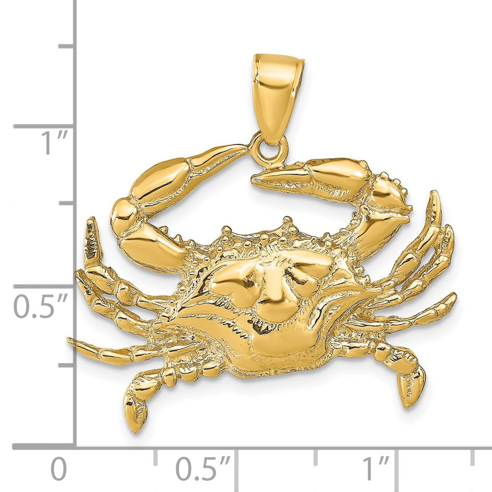 14K Blue Crab Pendant