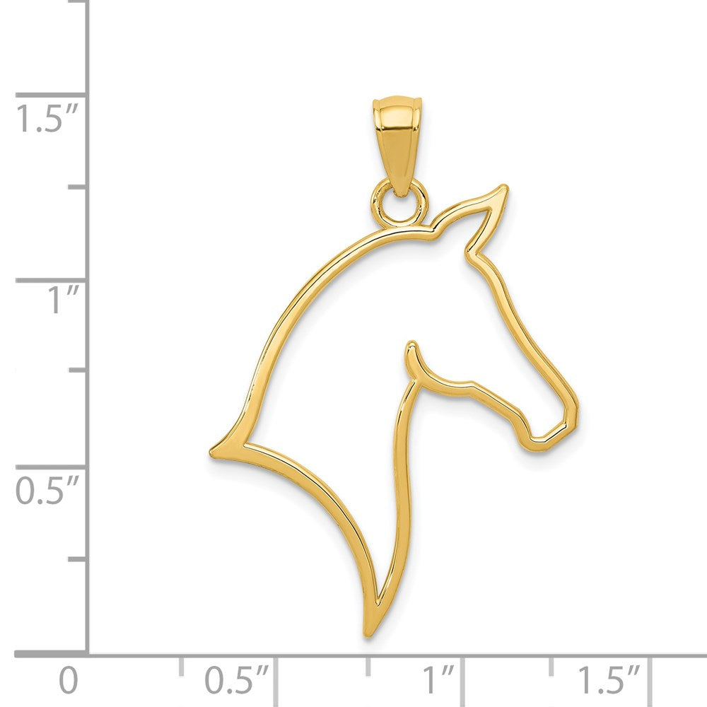 14k Polished Cut Out Horse Head Pendant