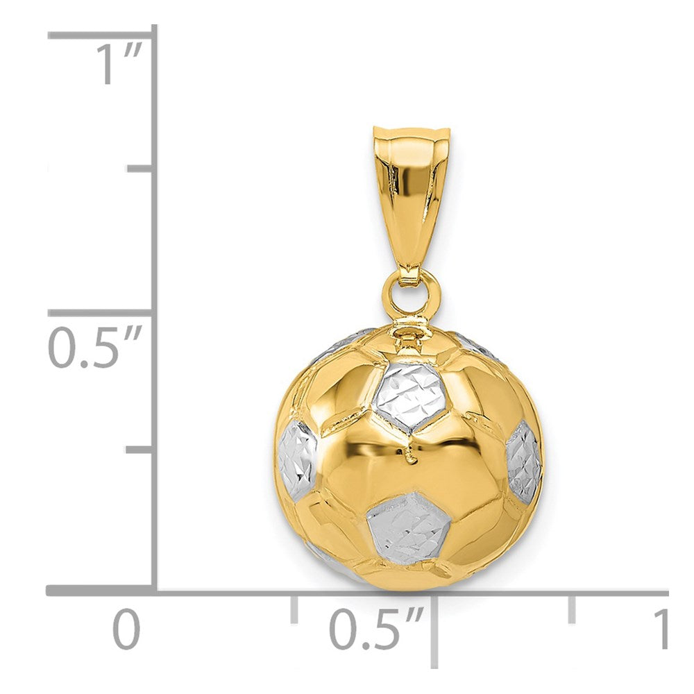 14K w/Rhodium Soccer Ball Pendant