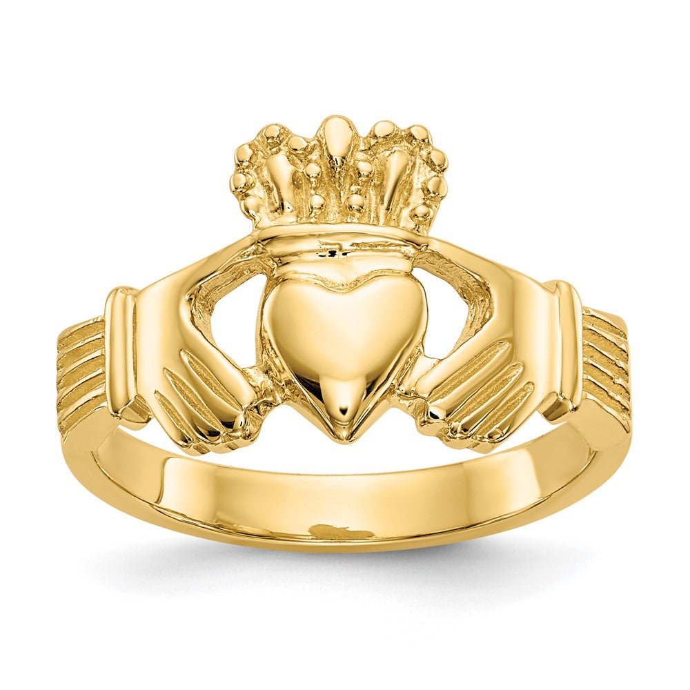 14k Polished Claddagh Ring