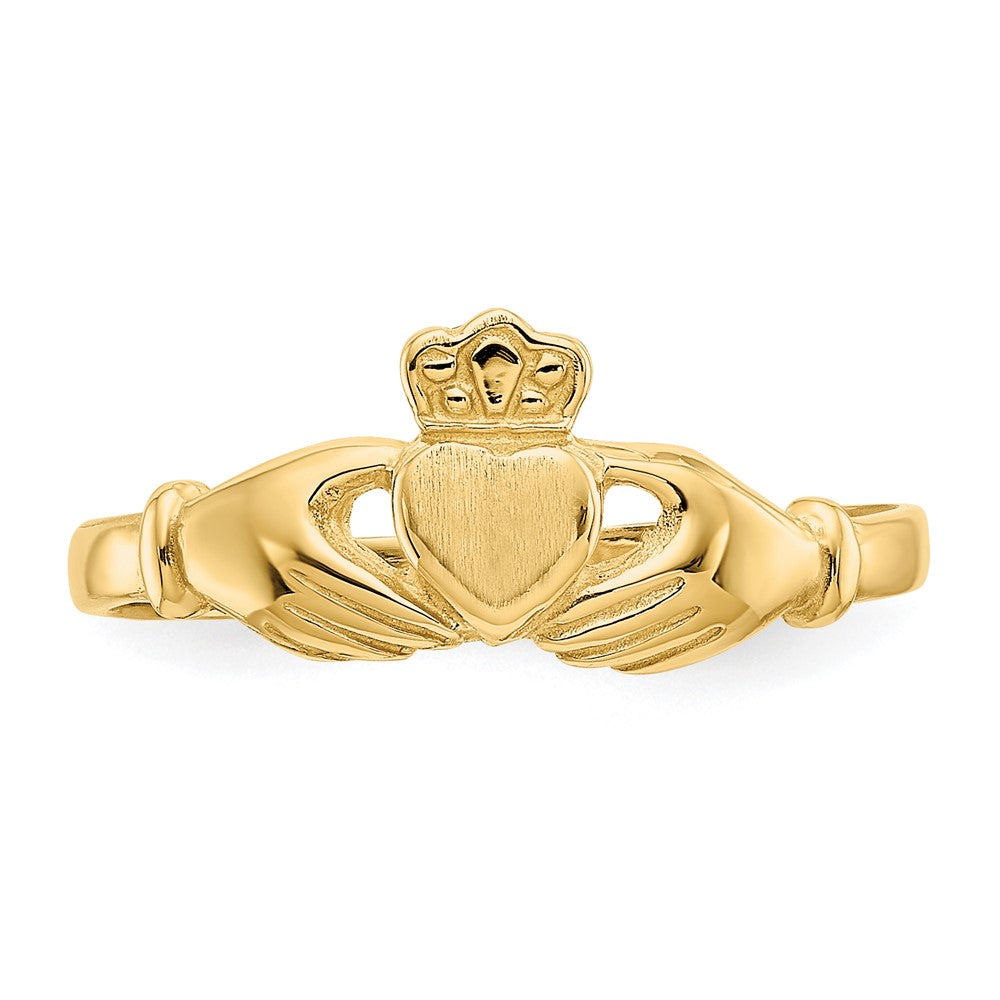 14k Polished and Satin Claddagh Ring