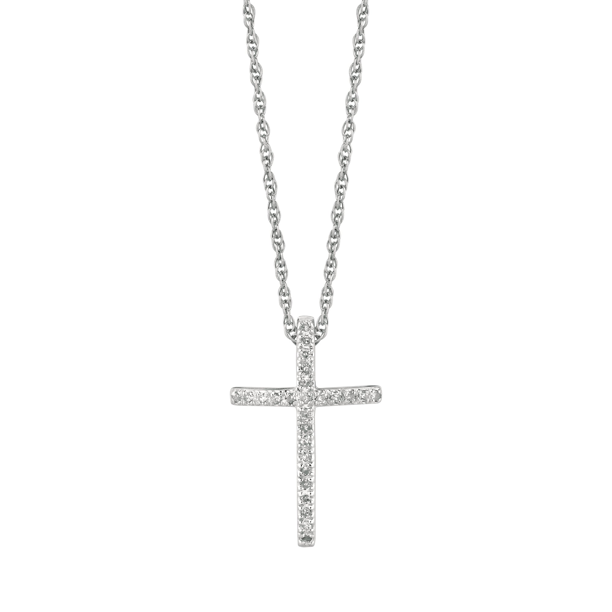 Sterling Silver 18" .12ct Diamond Cross Necklace