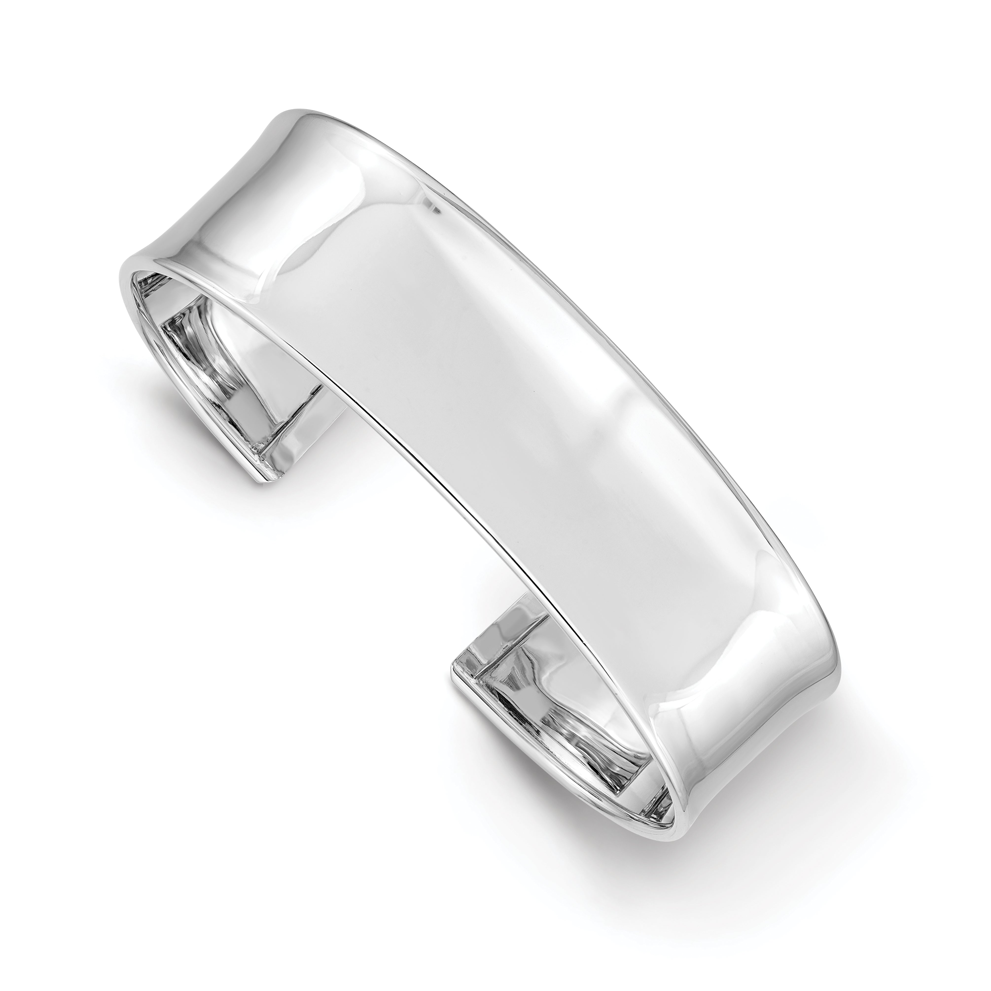 14K White Gold 18.5Mm Polished Cuff Bangle