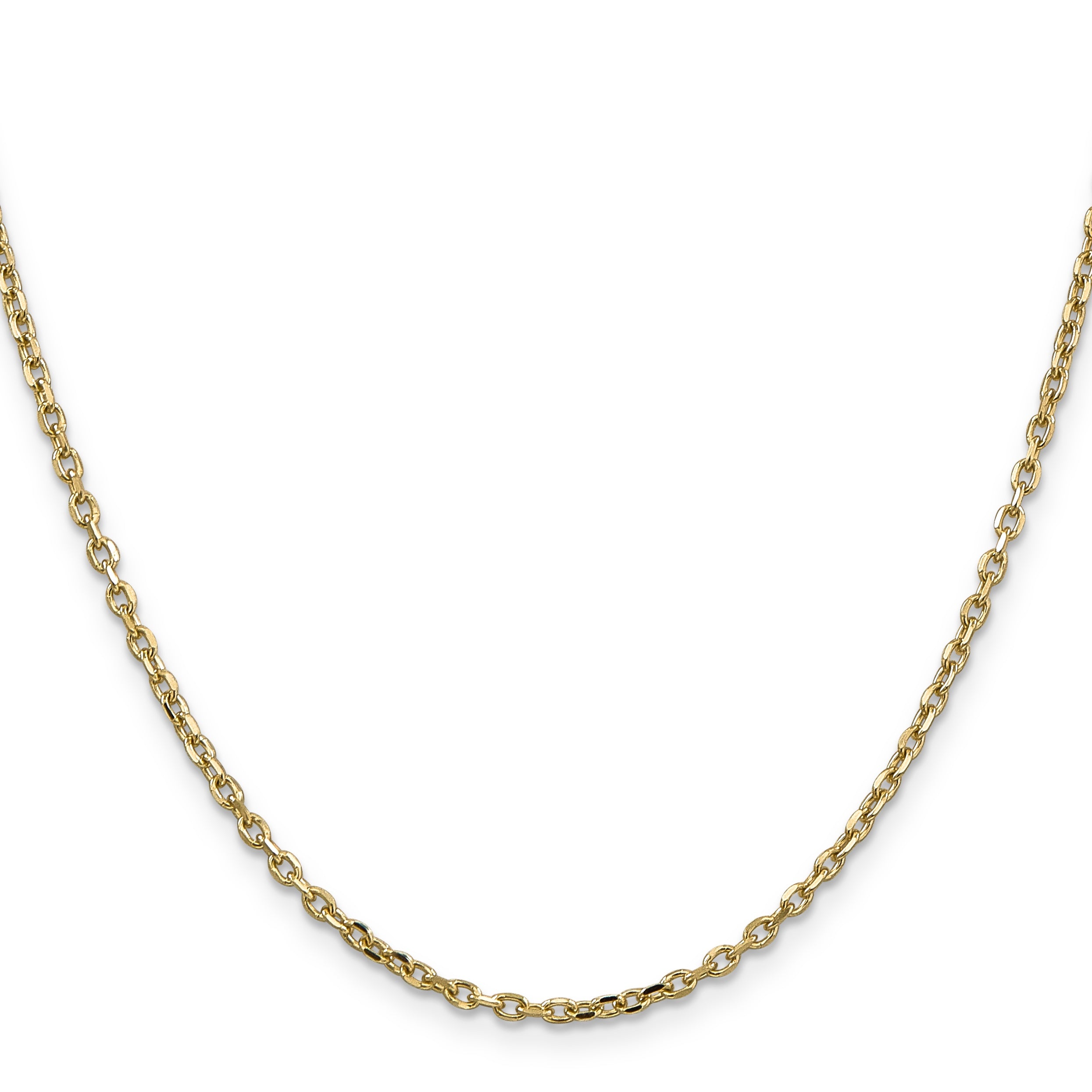 10KT Solid Yellow Gold 1.5 MM Diamond Cut Cable Link Chain