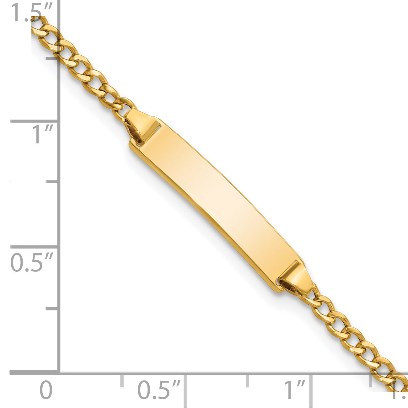 14k Polished Semi-Solid Chain/Solid Plate Cuban Link 20x4.5mm Plate 6 inch Baby/Child ID Bracelet