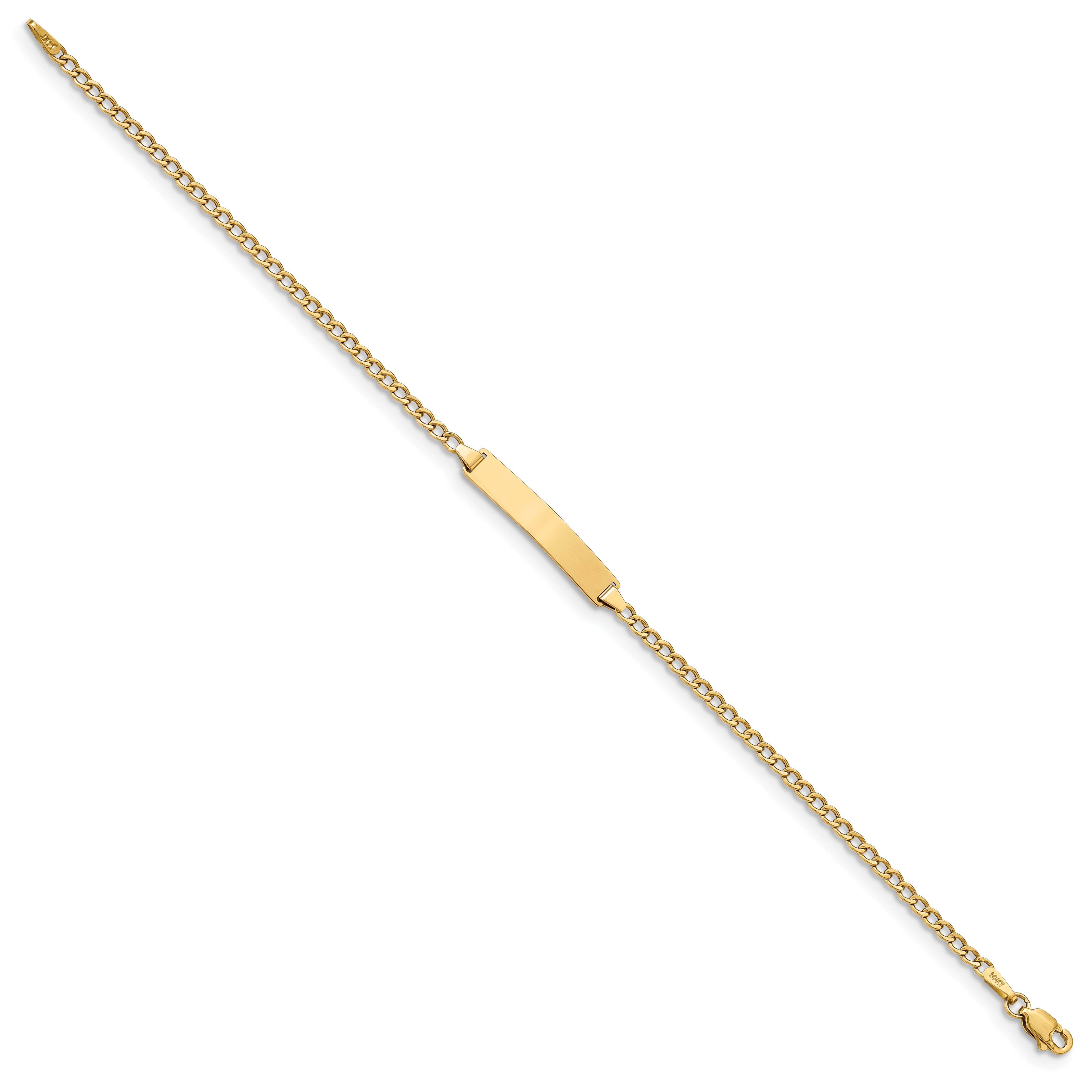 14K Semi-Solid Polished Cuban Id Bracelet