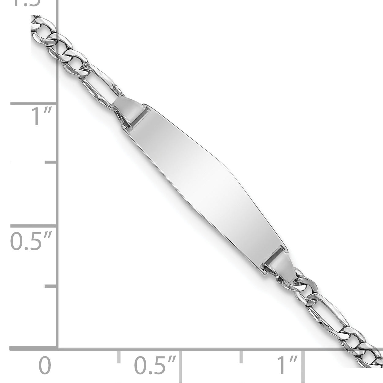 14K Wg Semi-Solid Soft Diamond Shape Figaro Id Bracelet